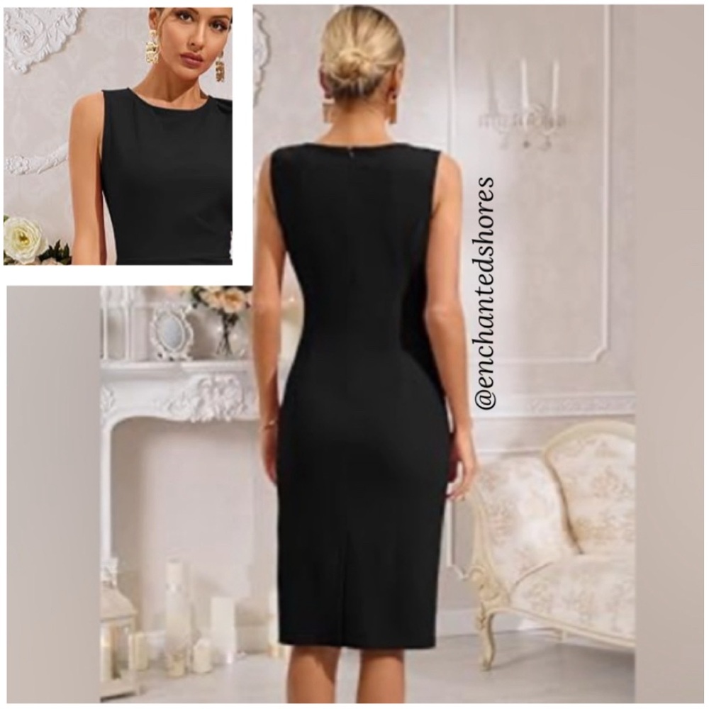 Classic Black Dress Straight Sheath Professional Capsule Career Formal Size 16